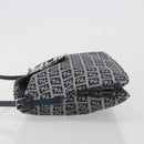 FENDI Zucchino Canvas Mamma Baguette Shoulder Bag Navy Silver Auth ep15583-4