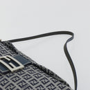 FENDI Zucchino Canvas Mamma Baguette Shoulder Bag Navy Silver Auth ep15583-8
