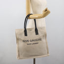 SAINT LAURENT Rive Gauche Hand Bag Coated Canvas Gray Silver Auth ep15584-21