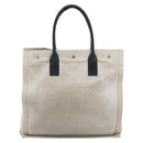 SAINT LAURENT Rive Gauche Hand Bag Coated Canvas Gray Silver Auth ep15584-2