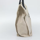 SAINT LAURENT Rive Gauche Hand Bag Coated Canvas Gray Silver Auth ep15584-3