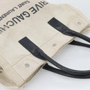 SAINT LAURENT Rive Gauche Hand Bag Coated Canvas Gray Silver Auth ep15584-6