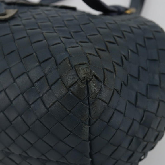 BOTTEGA VENETA INTRECCIATO Hand Bag Leather Blue Gold Auth ep15585