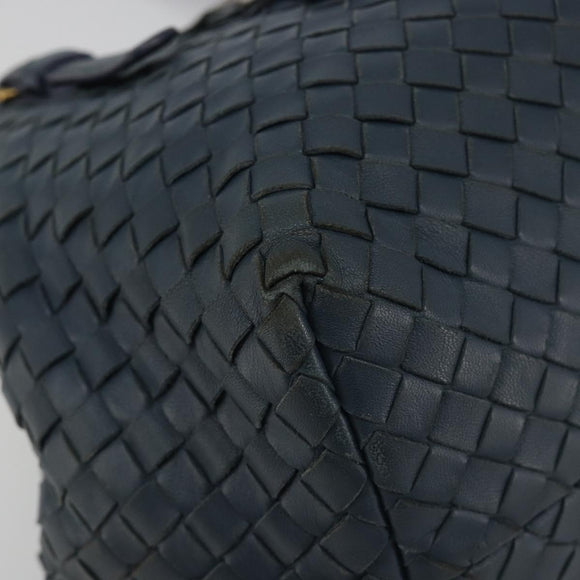 BOTTEGA VENETA INTRECCIATO Hand Bag Leather Blue Gold Auth ep15585