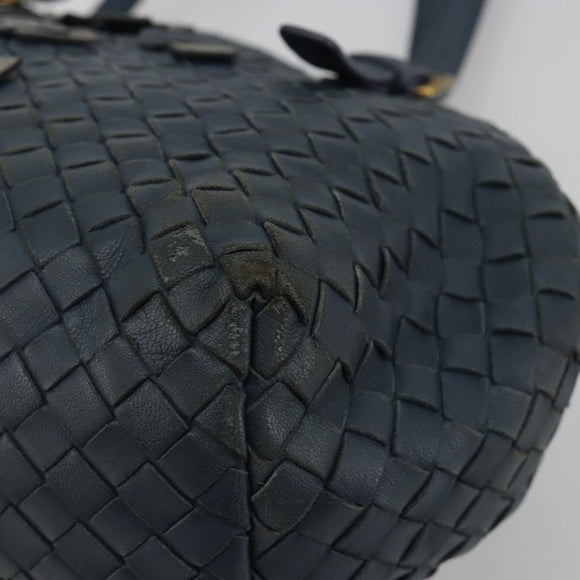 BOTTEGA VENETA INTRECCIATO Hand Bag Leather Blue Gold Auth ep15585