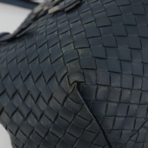 BOTTEGA VENETA INTRECCIATO Hand Bag Leather Blue Gold Auth ep15585