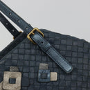 BOTTEGA VENETA INTRECCIATO Hand Bag Leather Blue Gold Auth ep15585-17