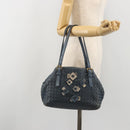 BOTTEGA VENETA INTRECCIATO Hand Bag Leather Blue Gold Auth ep15585-23