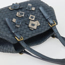 BOTTEGA VENETA INTRECCIATO Hand Bag Leather Blue Gold Auth ep15585-6