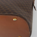 CELINE Macadam Canvas Hand Bag PVC Brown Gold Auth ep15587-9