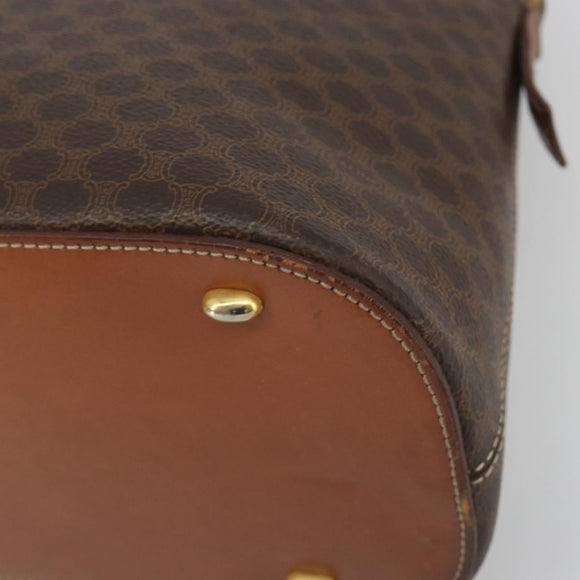 CELINE Macadam Canvas Hand Bag PVC Brown Gold Auth ep15587
