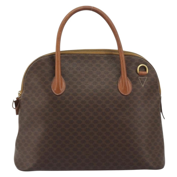 CELINE Macadam Canvas Hand Bag PVC Brown Gold Auth ep15587