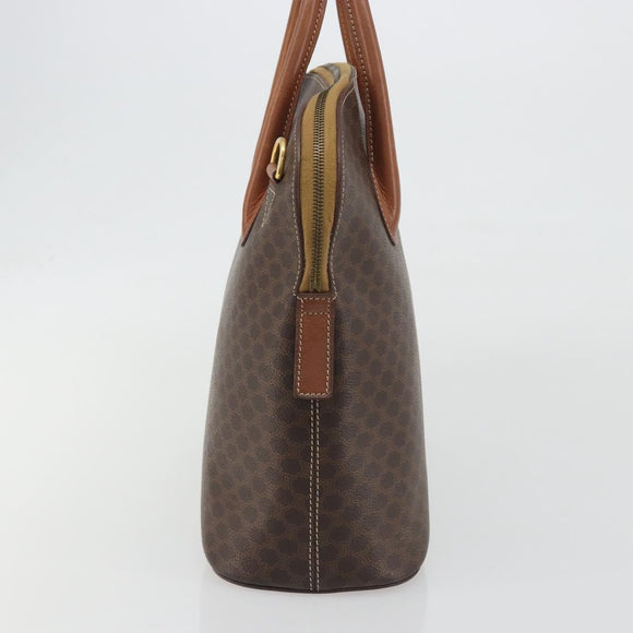 CELINE Macadam Canvas Hand Bag PVC Brown Gold Auth ep15587