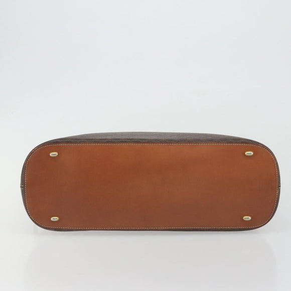 CELINE Macadam Canvas Hand Bag PVC Brown Gold Auth ep15587