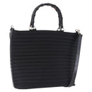 GUCCI Bamboo Hand Bag Canvas 2way Black Silver 000 1998 0588 Auth ep15589-1