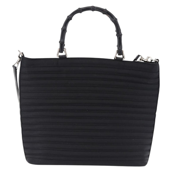 GUCCI Bamboo Hand Bag Canvas 2way Black Silver 000 1998 0588 Auth ep15589
