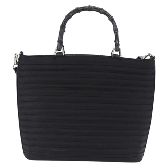 GUCCI Bamboo Hand Bag Canvas 2way Black Silver 000 1998 0588 Auth ep15589