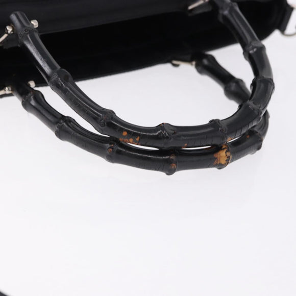 GUCCI Bamboo Hand Bag Canvas 2way Black Silver 000 1998 0588 Auth ep15589