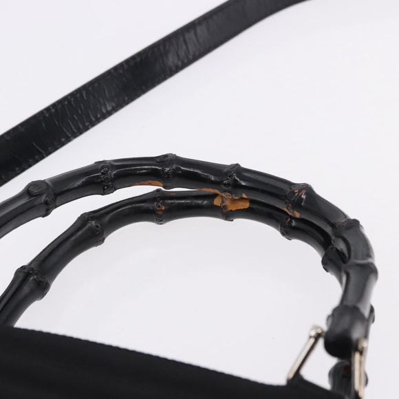 GUCCI Bamboo Hand Bag Canvas 2way Black Silver 000 1998 0588 Auth ep15589
