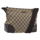 GUCCI GG Canvas Shoulder Bag Brown Silver 114273 Auth ep15593-1