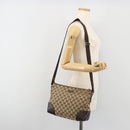 GUCCI GG Canvas Shoulder Bag Brown Silver 114273 Auth ep15593-23