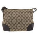 GUCCI GG Canvas Shoulder Bag Brown Silver 114273 Auth ep15593-2