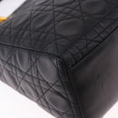 Christian Dior Lady Dior Canage Hand Bag Leather 2way Black Gold Auth ep15594V-9