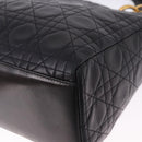 Christian Dior Lady Dior Canage Hand Bag Leather 2way Black Gold Auth ep15594V-16