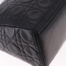 Christian Dior Lady Dior Canage Hand Bag Leather 2way Black Gold Auth ep15594V-17
