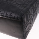 Christian Dior Lady Dior Canage Hand Bag Leather 2way Black Gold Auth ep15594V-18