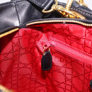 Christian Dior Lady Dior Canage Hand Bag Leather 2way Black Gold Auth ep15594V-24