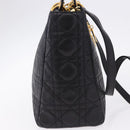 Christian Dior Lady Dior Canage Hand Bag Leather 2way Black Gold Auth ep15594V-4