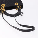 Christian Dior Lady Dior Canage Hand Bag Leather 2way Black Gold Auth ep15594V-8