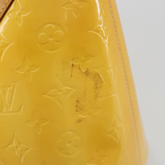 LOUIS VUITTON Monogram Vernis Houston Hand Bag Lime Yellow M91055 Auth ep15597
