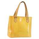 LOUIS VUITTON Monogram Vernis Houston Hand Bag Lime Yellow M91055 Auth ep15597-1
