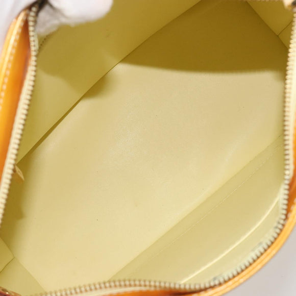 LOUIS VUITTON Monogram Vernis Houston Hand Bag Lime Yellow M91055 Auth ep15597