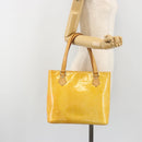 LOUIS VUITTON Monogram Vernis Houston Hand Bag Lime Yellow M91055 Auth ep15597-27