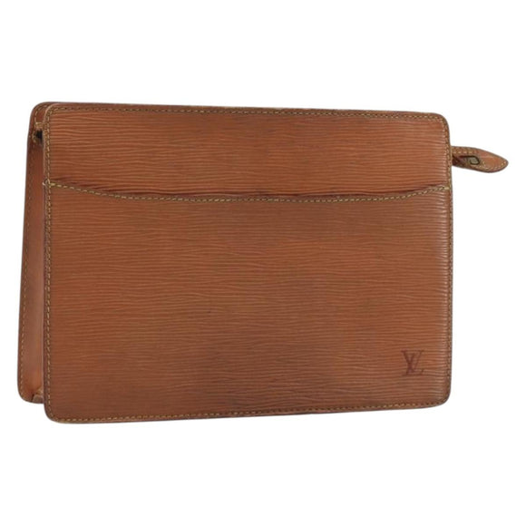 LOUIS VUITTON Epi Pochette Homme Bag Brown Zipangu Gold M52528 LV Auth ep15599
