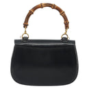 GUCCI Bamboo Hand Bag Leather Black Gold 000 2113 0633 Auth ep15601A-3