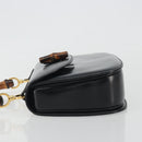 GUCCI Bamboo Hand Bag Leather Black Gold 000 2113 0633 Auth ep15601A-5