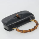 GUCCI Bamboo Hand Bag Leather Black Gold 000 2113 0633 Auth ep15601A-6