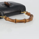 GUCCI Bamboo Hand Bag Leather Black Gold 000 2113 0633 Auth ep15601A-7