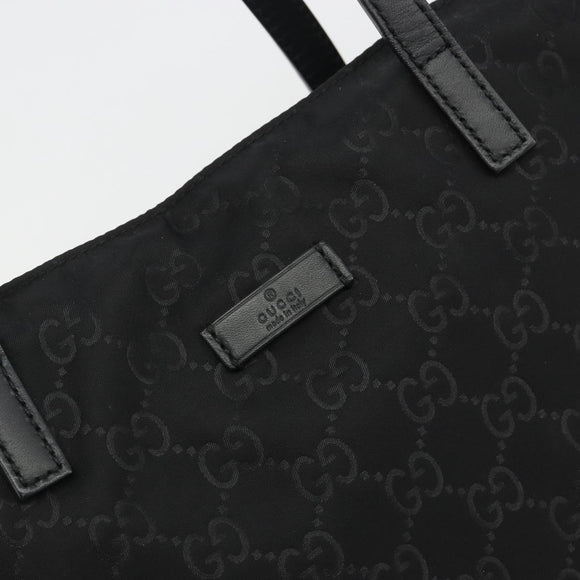 GUCCI GG Canvas Tote Bag Nylon Black Gold 282439 Auth ep15602