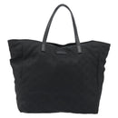 GUCCI GG Canvas Tote Bag Nylon Black Gold 282439 Auth ep15602-13