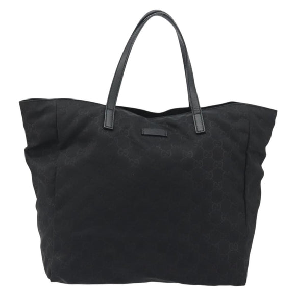 GUCCI GG Canvas Tote Bag Nylon Black Gold 282439 Auth ep15602