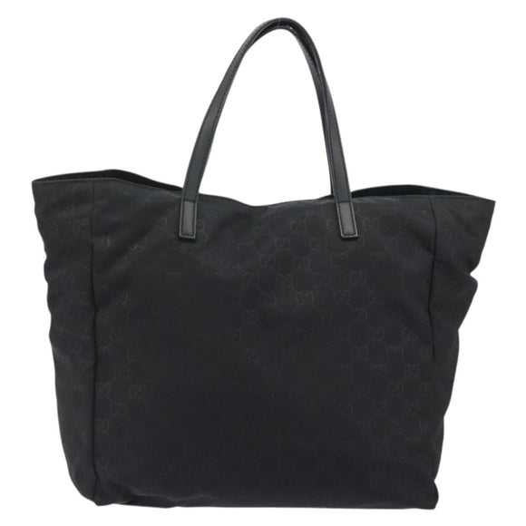 GUCCI GG Canvas Tote Bag Nylon Black Gold 282439 Auth ep15602