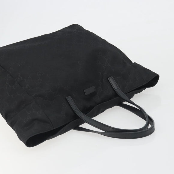 GUCCI GG Canvas Tote Bag Nylon Black Gold 282439 Auth ep15602
