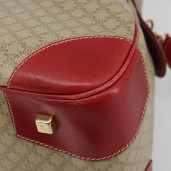 CELINE Macadam Canvas Boston Bag PVC 2way Beige Gold Auth ep15605