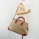 CELINE Macadam Canvas Boston Bag PVC 2way Beige Gold Auth ep15605-25