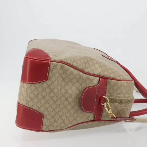 CELINE Macadam Canvas Boston Bag PVC 2way Beige Gold Auth ep15605